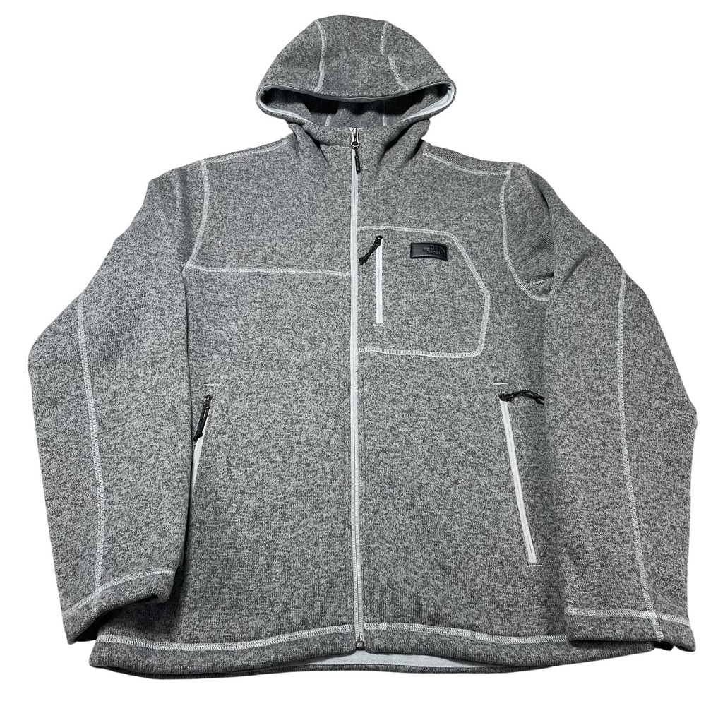 The North Face Jacket Mens Medium Gray Fleece Hooded Full Zip‎ Outdoor Thermal